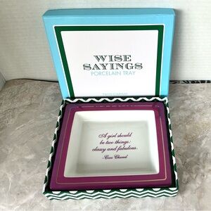 Two’s Company Wise Sayings Porcelain Trinket Tray Coco Chanel